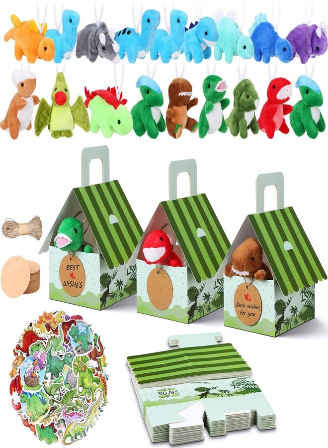 Spakon 72 Pcs Dinosaur Party Favors for Boys and Girls Includes 12 Sets Mini Dinosaur Stuffed Animals Plush Keychains Gift Box House Stickers Adopt a Dinosaur Party Favor for Dinosaur Birthday Favors - Image 1